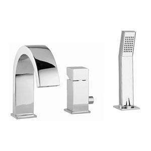 BATTERIA BORDO VASCA CON BOCCA EROGATORE LEVA CUBO LEVEL CROMO PAFFONI LEC040CR-Archigo.it