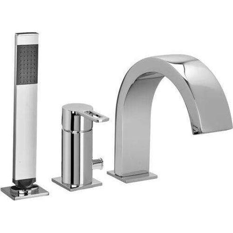 BATTERIA BORDO VASCA CON MISCELATORE CON DEVIATORE CON BOCCA EROGAZIONE WEST CROMO PAFFONI WS040LCR-Archigo.it