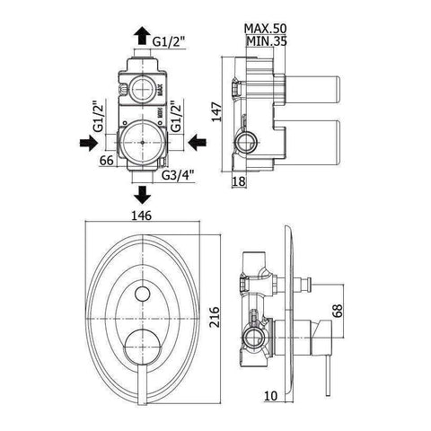 BR015 BERRY MISCELATORE MONOCOMANDO INCASSO DOCCIA CON DEVIATORE CROMATO PAFFONI-Archigo.it