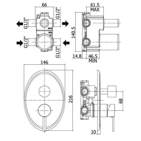 BR018 BERRY MISCELATORE DOCCIA INCASSO 2USCITE CROMATO PAFFONI-Archigo.it