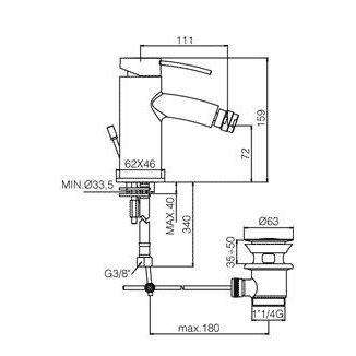 BR135 BERRY MISCELATORE MONOCOMANDO BIDET ø1.1/4" CROMATO PAFFONI-Archigo.it