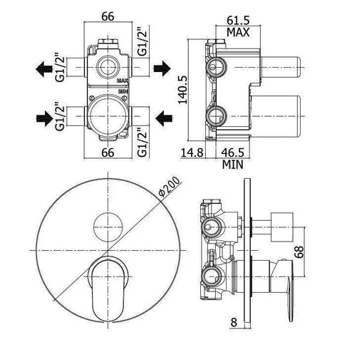 CA018 CANDY MISCELATORE MONOCOMANDO INCASSO DOCCIA CROMATO PAFFONI-Archigo.it