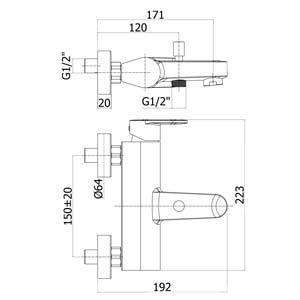 CA023 CANDY MISCELATORE MONOCOMANDO ESTERNO VASCA/DOCCIA CON DUPLEX CROMATO PAFFONI-Archigo.it