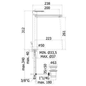 CA085 CANDY MISCELATORE MONOCOMANDO LAVABO PROLUNGATO ø1.1/4" CROMATO PAFFONI-Archigo.it