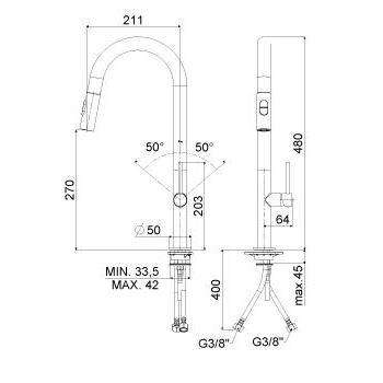 CH185 CHEF MISCELATORE LAVELLO CON DOCCETTA CROMATO PAFFONI-Archigo.it