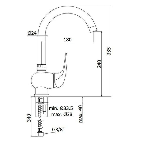 DU180 DUEMILA MISCELATORE MONOCOMANDO LAVELLO CROMATO PAFFONI-Archigo.it
