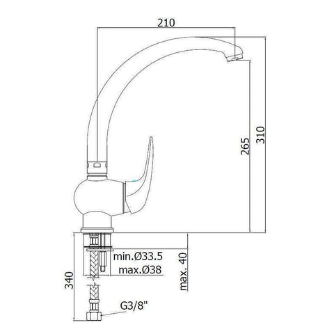 DU181 DUEMILA MISCELATORE MONOCOMANDO LAVELLO CROMATO PAFFONI-Archigo.it