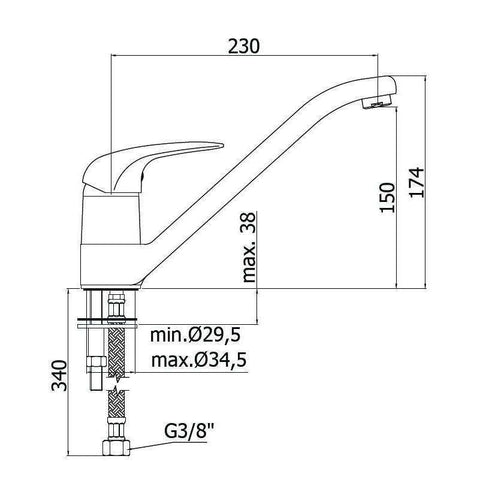 DU182 DUEMILA MISCELATORE MONOCOMANDO LAVELLO CROMATO PAFFONI-Archigo.it