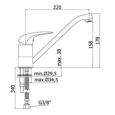 DU182T DUEMILA MISCELATORE MONOCOMANDO LAVELLO CROMATO PAFFONI-Archigo.it