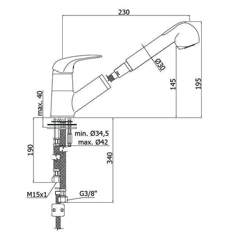DU183 DUEMILA MISCELATORE MONOCOMANDO LAVELLO CON DOCCETTA CROMATO PAFFONI-Archigo.it