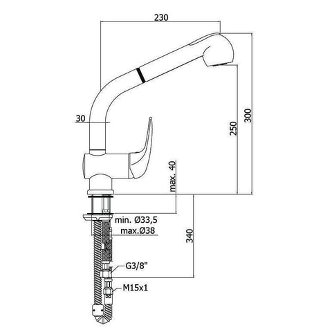 DU185 DUEMILA MISCELATORE MONOCOMANDO LAVELLO CON DOCCETTA CROMATO PAFFONI-Archigo.it