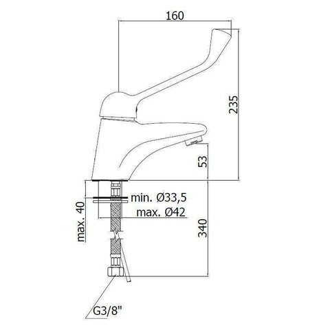 DU301 DUEMILA MISCELATORE MONOCOMANDO LAVABO CON LEVA CLINICA CROMATO PAFFONI-Archigo.it