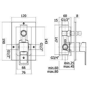 EF015 EFFE MISCELATORE MONOCOMANDO INCASSO DOCCIA CON DEVIATORE CROMATO E PIASTRA ABS PAFFONI-Archigo.it
