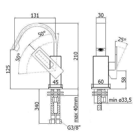 EF838 EFFE MISCELATORE MONOCOMANDO LAVABO SENZA SCARICO CROMATO PAFFONI-Archigo.it