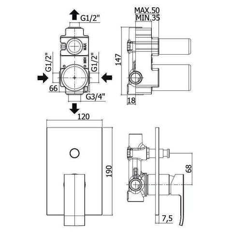 EL015 ELLE MISCELATORE MONOCOMANDO INCASSO DOCCIA CON DEVIATORE CROMATO E PIASTRA INOX PAFFONI-Archigo.it