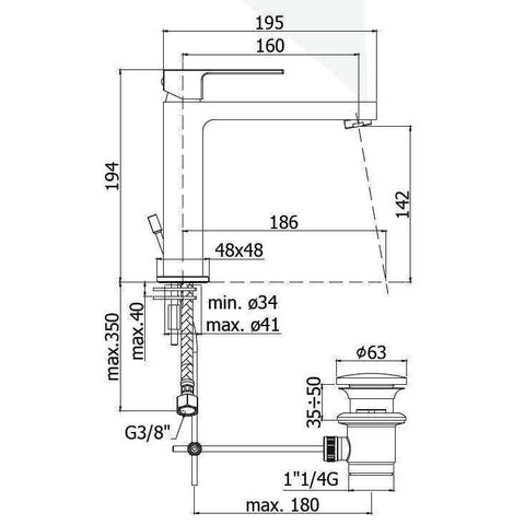 EL073 ELLE MISCELATORE MONOCOMANDO LAVABO ø1.1/4" CROMATO PAFFONI-Archigo.it