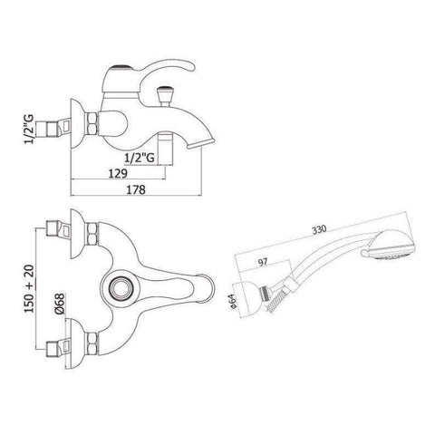 FA024 FLAVIA MISCELATORE MONOCOMANDO ESTERNO VASCA CON DUPLEX BRONZATO PAFFONI-Archigo.it
