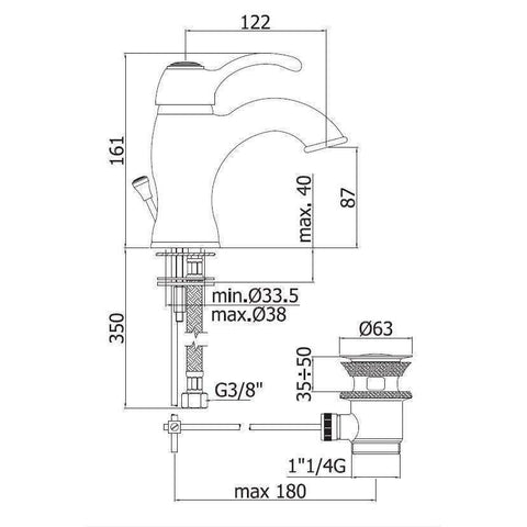 FA075 FLAVIA MISCELATORE MONOCOMANDO LAVABO CROMO/GOLDEN FLASH PAFFONI-Archigo.it