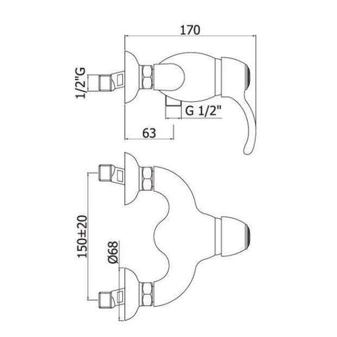FA168 FLAVIA MISCELATORE MONOCOMANDO ESTERNO DOCCIA BRONZATO PAFFONI-Archigo.it