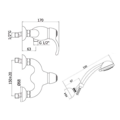 FA168D FLAVIA MISCELATORE MONOCOMANDO ESTERNO DOCCIA CON DUPLEX CROMO/GOLDEN FLASH PAFFONI-Archigo.it