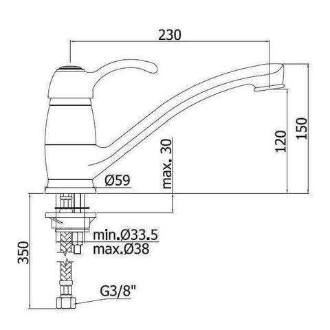 FA182 FLAVIA MISCELATORE MONOCOMANDO LAVELLO BRONZATO PAFFONI-Archigo.it