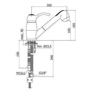 FA183 FLAVIA MISCELATORE MONOCOMANDO LAVELLO CON DOCCETTA ESTRAIBILE CROMO/GOLDEN FLASH PAFFONI-Archigo.it
