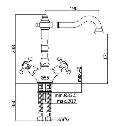 FBLV071 BELINDA GRUPPO LAVABO MONOFORO CROMO/GOLDEN FLASH PAFFONI-Archigo.it