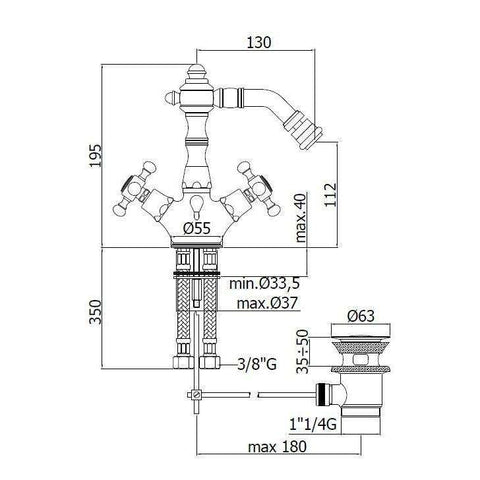 FBLV135 BELINDA GRUPPO BIDET MONOFORO ø1.1/4" CROMATO PAFFONI-Archigo.it