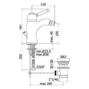 GI135 GIORGIA MISCELATORE MONOCOMANDO BIDET ø1.1/4" RAMATO PAFFONI-Archigo.it