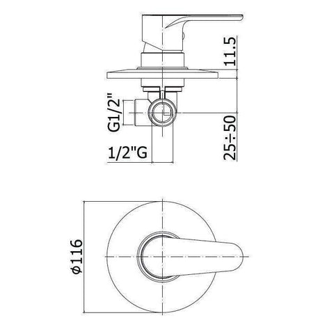 GR010 GREEN MISCELATORE MONOCOMANDO INCASSO DOCCIA ø116 CROMATO PAFFONI-Archigo.it