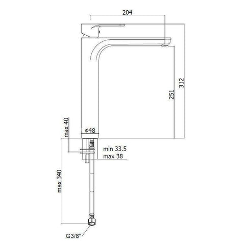 GR081 GREEN MISCELATORE MONOCOMANDO LAVABO PROLUNGATO CROMATO PAFFONI-Archigo.it
