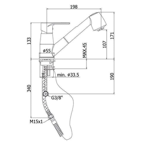 GR183 GREEN MISCELATORE MONOCOMANDO LAVELLO CON DOCCETTA CROMATO PAFFONI-Archigo.it