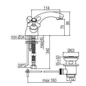 IRV070 IRIS GRUPPO LAVABO MONOFORO ø1" CROMO/GOLDEN FLASH PAFFONI-Archigo.it
