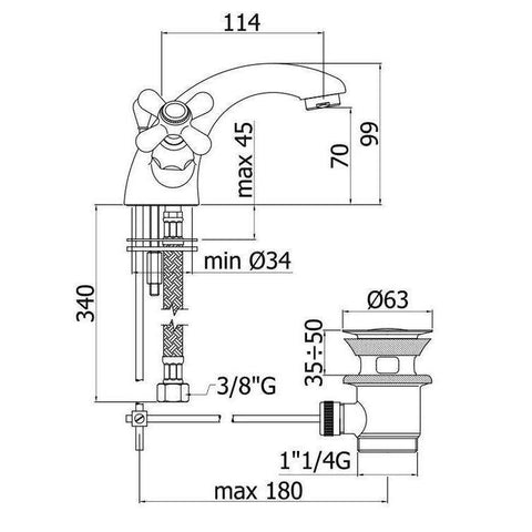 IRV075 IRIS GRUPPO LAVABO MONOFORO ø1.1/4" CROMO/GOLDEN FLASH PAFFONI-Archigo.it