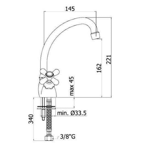 IRV078 IRIS GRUPPO LAVABO MONOFORO BRONZATO PAFFONI-Archigo.it