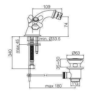 IRV120 IRIS GRUPPO BIDET MONOFORO RETRO RAMATO PAFFONI-Archigo.it