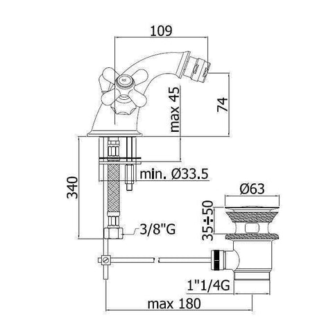 IRV125 IRIS GRUPPO BIDET MONOFORO RETRO CROMATO PAFFONI-Archigo.it