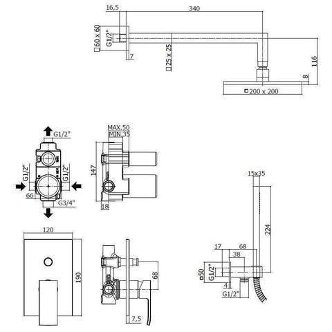 KITLES015 LEVEL KIT DOCCIA COMPLETO CROMATO PAFFONI-Archigo.it