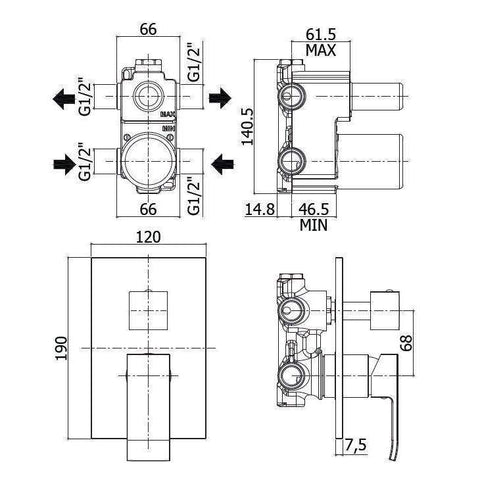 LEA018 LEVEL MISCELATORE MONOCOMANDO INCASSO DOCCIA CON DEVIATORE CROMATO E PIASTRA INOX PAFFONI-Archigo.it