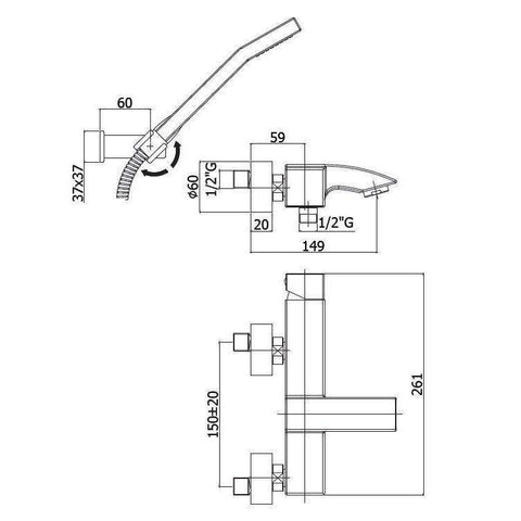 LEA023 LEVEL MISCELATORE MONOCOMANDO ESTERNO VASCA/DOCCIA CON DUPLEX CROMATO PAFFONI-Archigo.it