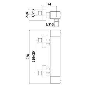 LEQ268D LEVEL MISCELATORE TERMOSTATICO ESTERNO DOCCIA CON DUPLEX CROMATO PAFFONI-Archigo.it