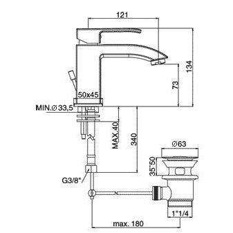 LES075 LEVEL MISCELATORE MONOCOMANDO LAVABO ø1.1/4" STEEL PAFFONI-Archigo.it