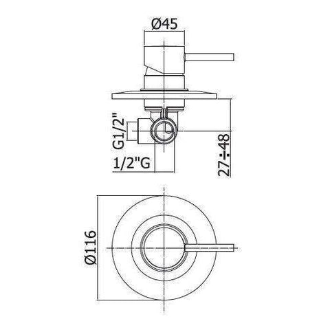 LIG010 LIGHT MISCELATORE MONOCOMANDO INCASSO DOCCIA STEEL PAFFONI-Archigo.it