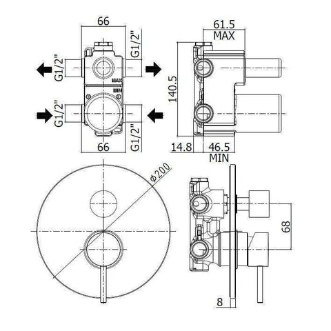 LIG018 LIGHT MISCELATORE INCASSO DOCCIA 2 USCITE STEEL PAFFONI-Archigo.it