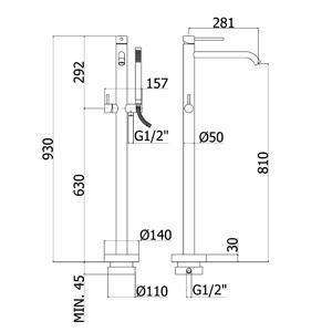 LIG032 LIGHT MISCELATORE MONOCOMANDO VASCA A PAVIMENTO CON DEVIATORE CROMATO PAFFONI-Archigo.it