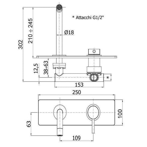 LIG103 LIGHT MISCELATORE LAVABO INCASSO 2 FORI CROMATO CON PIASTRA INOX PAFFONI-Archigo.it