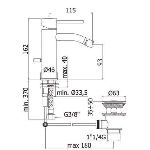 LIG135 LIGHT MISCELATORE MONOCOMANDO BIDET ø1.1/4" CROMATO PAFFONI-Archigo.it