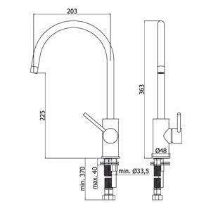 LIG180 LIGHT MISCELATORE MONOCOMANDO LAVELLO CANNA ø18 CROMATO PAFFONI-Archigo.it