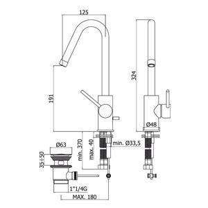LIG977 LIGHT MISCELATORE MONOCOMANDO LAVABO ø1.1/4" CANNA GIREVOLE ø20 CROMATO PAFFONI-Archigo.it