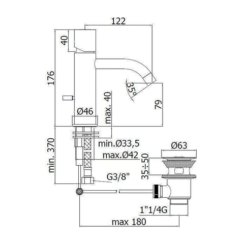 LIGX075 LIGHT MISCELATORE MONOCOMANDO LAVABO ø1.1/4" CROMATO PAFFONI-Archigo.it